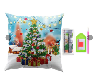 Preview: Diamond Painting Kissenbezug Weihnachtsbaum